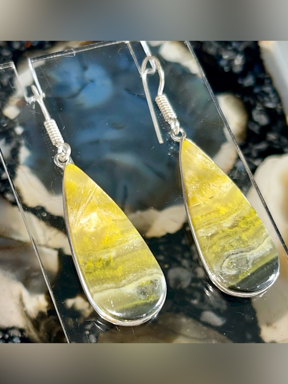 Lightweight Bumblebee Jasper Earrings 2”